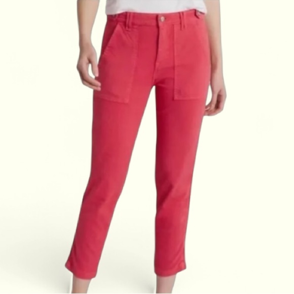 PISTOLA Straight Leg Cropped Jeans Organic Hibiscus Flap Pockets Mid Rise NWT